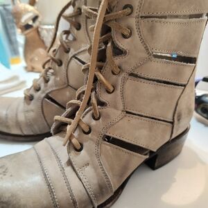 Stylish Beige Lace-Up Ankle Boots
